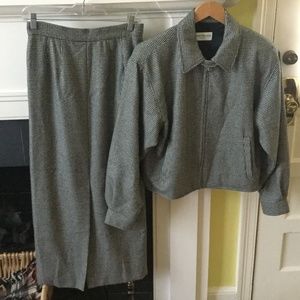 Vintage Barry Bricken Sport Houndstooth Wool Skirt Suit - Size 8, 10